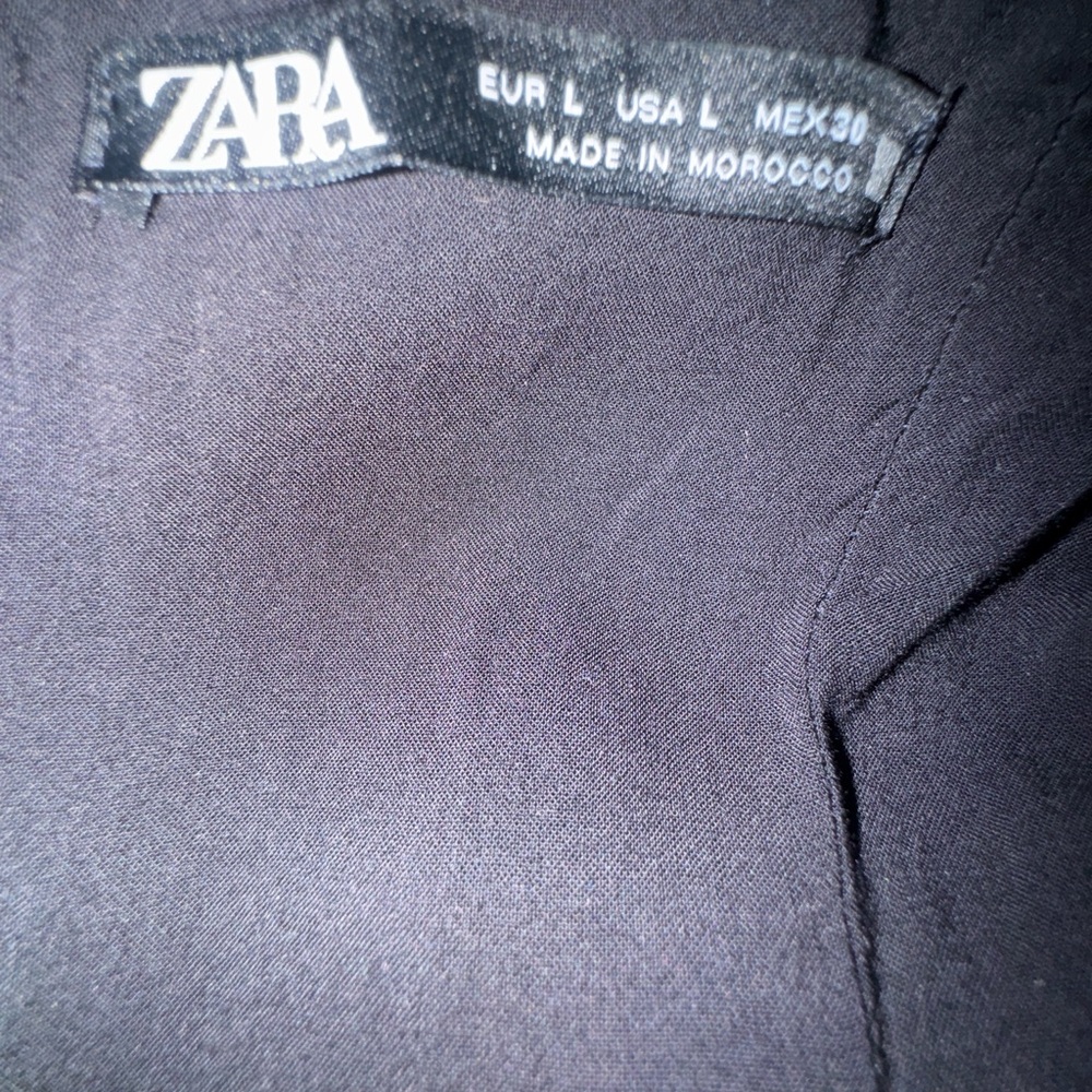 Zara Strapless Linen Blend Jumpsuit Straight Neck Wide Leg Navy 
Size‎ Large - Picture 5 of 8